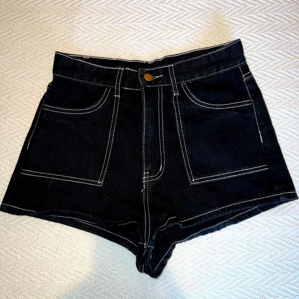 Shein black denim shorts